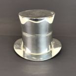 A silver plated top-hat ice bucket, H. 18cm. W. 24cm.