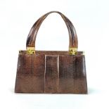 A vintage Jane Shilton lizard skin handbag, W. 32cm.