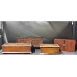 A group of wooden boxes, largest 29 x 11 x 13cm.