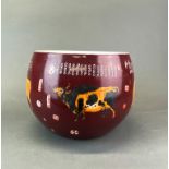 An unusual Chinese porcelain bowl/planter decorated with prize cattle, H. 20cm. D. 27cm. Four