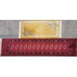 A mid 20th Century Prado Orient keshan super red ground wool runner 270 x 70cm together with a