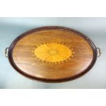 An Edwardian inlaid mahogany tea tray, W. 72cm.