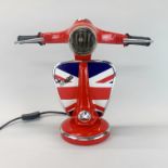 A Vespa scooter style table lamp, H. 34cm.