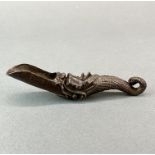 A Chinese cast bronze spice ladle, L. 13cm.