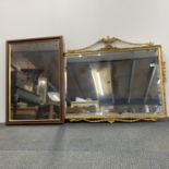 A gilt framed bevelled glass mirror, size 80 x 95cm, together with a further mirror.