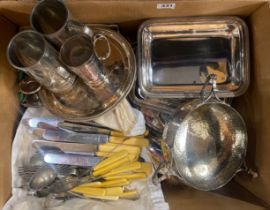 A quantity of mixed silver plate and other cutlery.