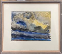 Richard Mosek; A framed watercolour on artist paper 'Cloud study I' frame size 58 x 50cm. Exhibition