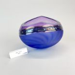 Jane Charles; A contemporary studio glass 'rocking bowl', Dia. 23cm, H. 18cm. With aluminium