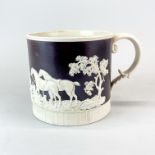 An early 19th century feldspathic stoneware hunting scene mug by Chetham and Woolley, c. 1800. 13