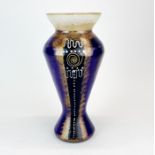 A hand painted crackle glass vase, H. 28cm. Probably Murano studio glass.