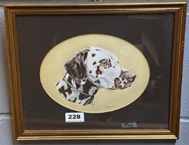 A gilt framed watercolour of a dalmatian by Miss Elizabeth Lloyd 1982, frame size 34 x 29cm.