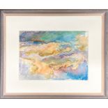 Richard Mosek; A framed watercolour 'Cloud study II' frame size 58 x 49cm. Exhibition tags