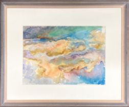 Richard Mosek; A framed watercolour 'Cloud study II' frame size 58 x 49cm. Exhibition tags