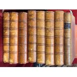Seven volumes, half leather bound of History of England by Lord Mahon, published 1854. Together with