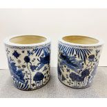 A pair of large Chinese hand-painted porcelain fishbowls/planters, Dia. 48cm. H. 50cm.