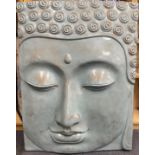 A large wood frame and composition cast Buddha wall panel, 85 x 111cm.