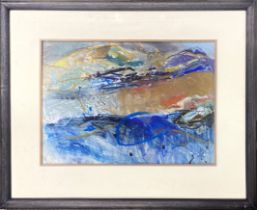 Ann Winn; A framed gauche and pastel 'Across from Ullapool 1993' frame size 57 x 47cm. Exhibition