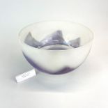 Charles Bray; A large contemporary studio glass 'landscape bowl', Dia. 30cm, D. 18cm. With aluminium