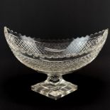 A 19th century cut crystal boat shaped centrepiece, W. 26cm, H. 18cm. Very minor chips to extreme