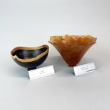 Bert Marsh and Ray Key; Two turned wooden bowls, largest Dia. 20cm, D. 11cm. With aluminium