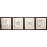 A set of four framed architectural engravings. Frame size 40 x 50cm.