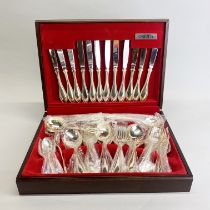 A cased silver plated Oneida cutlery set.
