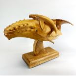 A large carved wooden model of a whale and calf, L. 64cm. H. 40cm.