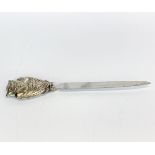 A Gorham sterling silver handled owl letter opener, L. 16cm.