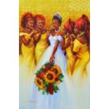 Kalu Uche Karis, "Dream", oil on canvas, 92 x 61cm, c. 2021. Depict single Ladies dream To be hooked