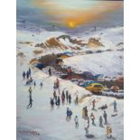 Kalu Uche Karis, "Sunset at Winter", oil on canvas, 41 x 51cm, c. 2023. This depit the end of Winter