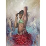 aYo Binitie, "Dance and beads VII", oil on canvas, framed 91.5 x 61cm, c. 2022. Dance and Beads