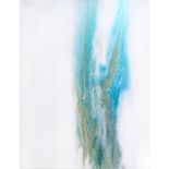 Sarah Soh, "Equanimity", acrylic pour on cotton canvas, 53 x 41cm, c. 2023. An abstract art