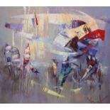 Valentina Kozyar, "Dawn", oil on canvas, 80 x 90cm, c. 2022. Abstraction... The sun is rising, the