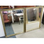 A group of nine large gilt framed mirrors, largest 134 x 103cm.