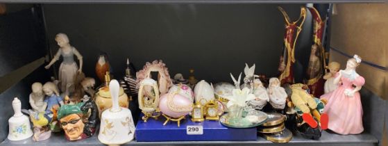 A quantity of mixed porcelain and other items including two Royal Doulton figurines.