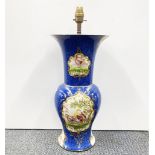 An early 20th century soft paste porcelain vase mantled as a lamp base, H. 56cm.