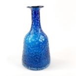 A large Whiterriars blue glass vase/carafe H. 28.5cm.
