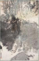 Hongfa Yao: (Contemporary, Chinese) A scroll mounted Chinese watercolour on wet paper W. 58cm.