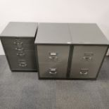 A pair of Bisley metal filing cabinets together with a further metal filing cabinet, largest 71 x 62
