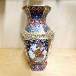 A finely decorated Chinese porcelain hexagonal vase, H. 24cm.