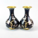 A pair of mid 20th century Chinese cloisonne vases, H. 15cm.