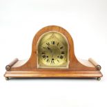 A brass dial mahogany mantle clock with chiming movement, W. 55cm. H. 30cm.