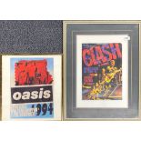 Two framed Oasis concert posters, largest frame size 54 x 69cm. Prov. Originally Susie Quattro