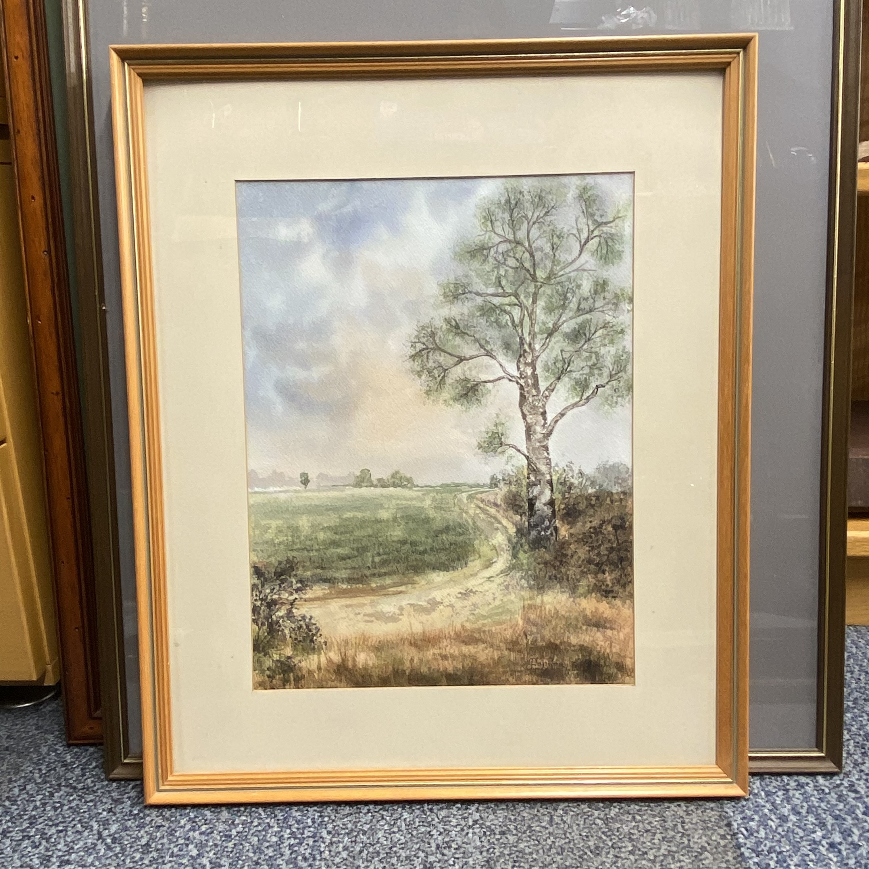 A group of mixed watercolours and prints, largest 59 x 73cm. - Image 8 of 11