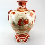 A large 19th century Japanese Kutani vase, H. 48cm. repaired to base.
