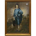 A large gilt framed tapestry of 'The boy in blue', 65 x 88cm.