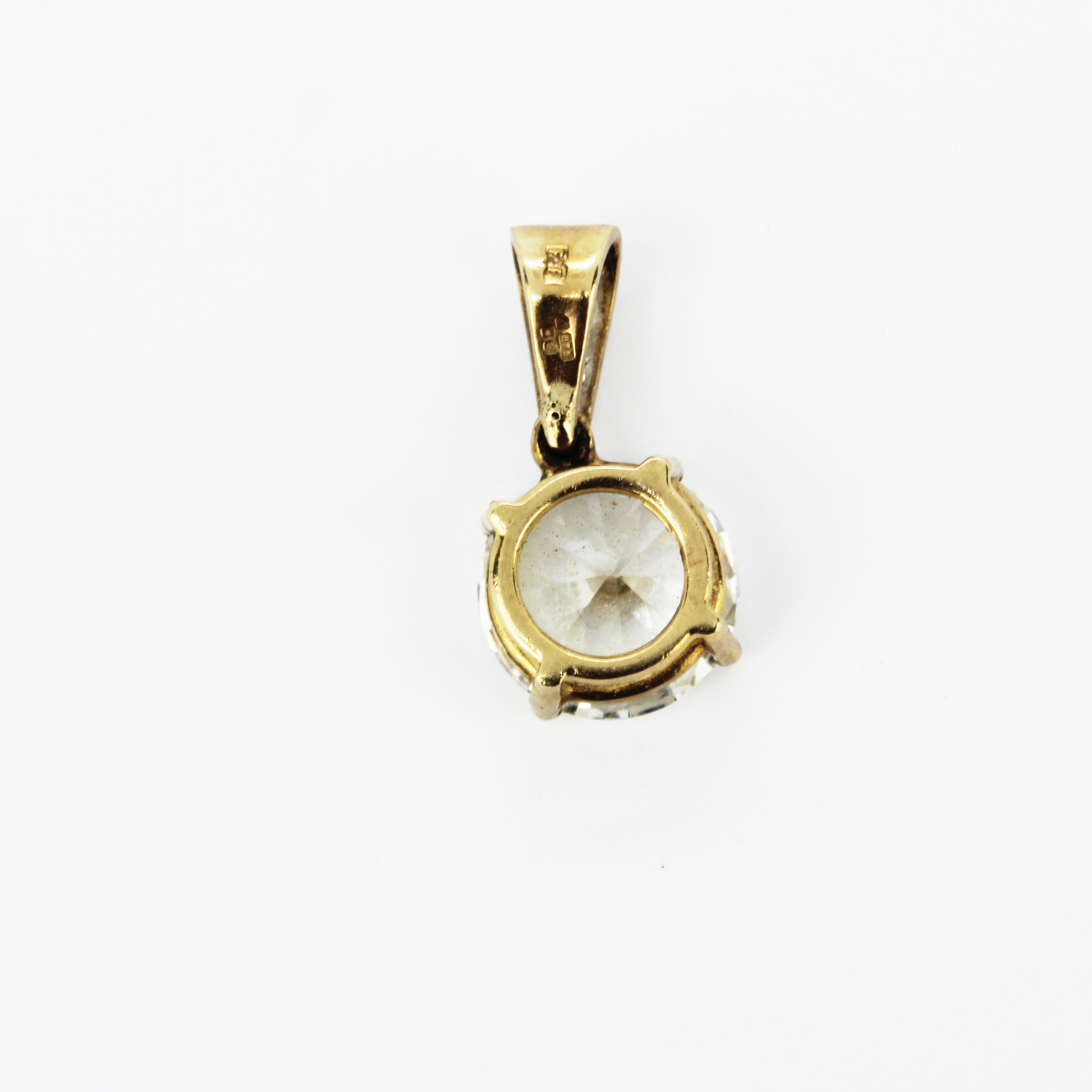 A hallmarked 9ct yellow and white gold pendant set with white stones, L. 2.4cm. - Image 2 of 3