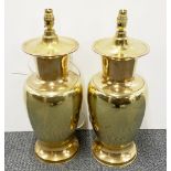 A pair of brass table lamps, H. 52cm.