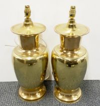 A pair of brass table lamps, H. 52cm.