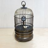 A novelty bronze birdcage clock, H. 14cm.